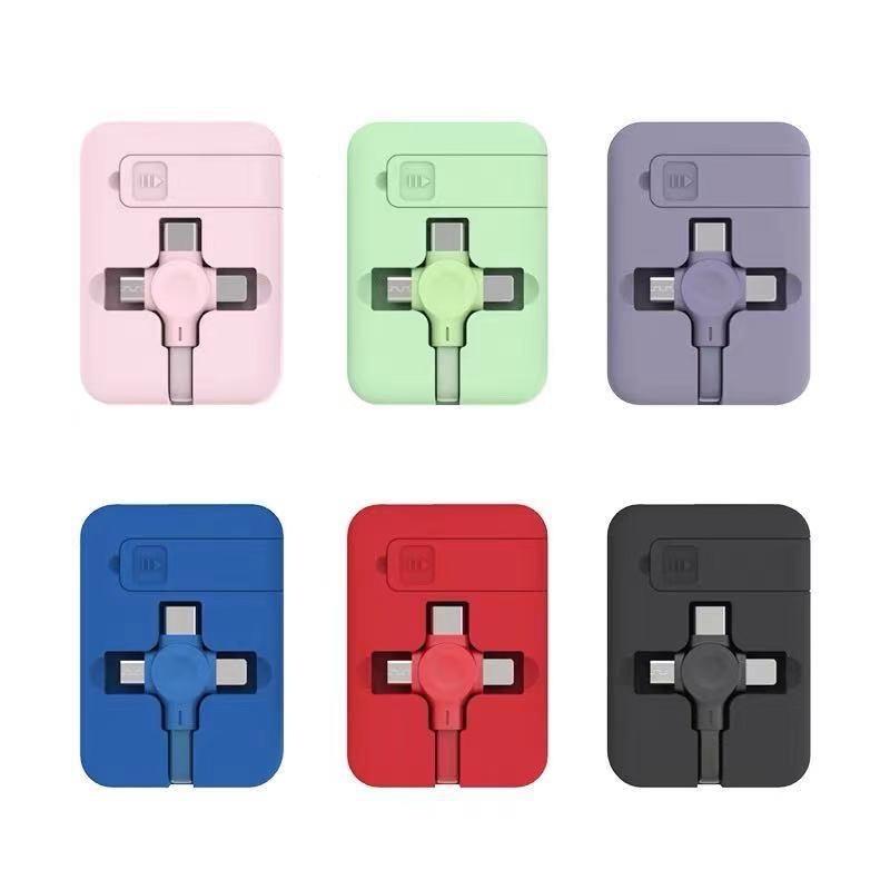 【台灣現貨火速寄出】帶手機支架伸縮充電線 數據線 Type-C 安卓 iPhone  三合一 一拖三手機 充電線-細節圖5