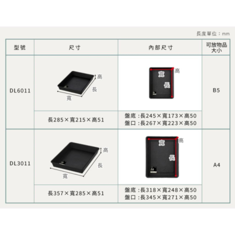 黑色皮革紋收納盒 台灣製 A4文件收納 B5文件收納 桌上收納 DL3011 DL6011 文件收納盒-細節圖2