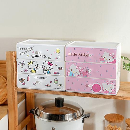 HelloKitty 桌上型 三層 文具 收納 置物 省空間 台灣製造 抽屜 收納盒-細節圖4