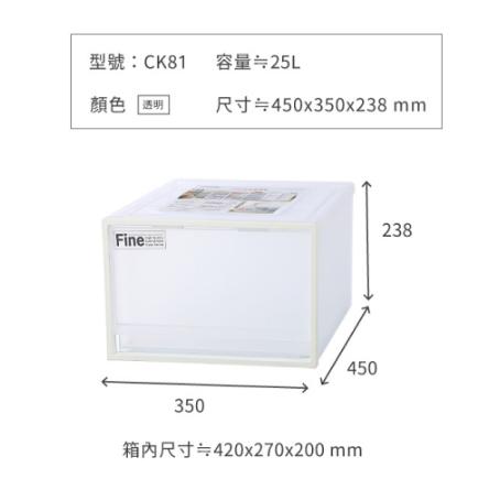 收納會社 日系風格 抽屜收納櫃 台灣製 聯府 FINE抽屜整理箱(中)-細節圖2