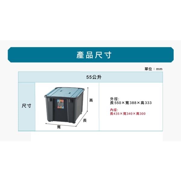 收納會社 聯府 雙掀蓋整理箱55L滑輪收納箱 置物箱 物流箱 黑五特惠-細節圖5