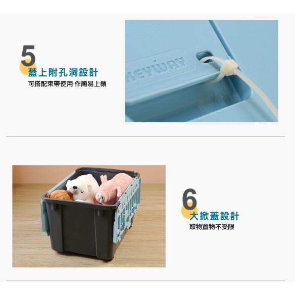 收納會社 聯府 雙掀蓋整理箱55L滑輪收納箱 置物箱 物流箱 黑五特惠-細節圖7