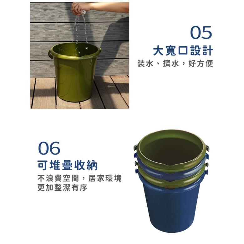 臺灣製 16L好提水桶 陸軍綠-細節圖5