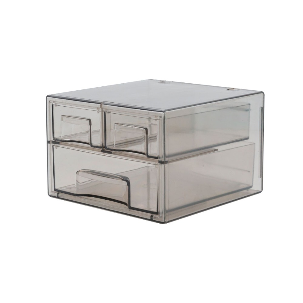 臺灣製 透明系桌上收納盒佳斯捷 85115 小不點收藏盒 文具盒 三格抽屜收納盒 桌面收納盒-規格圖6