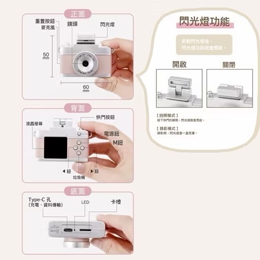 日本 3coins 多功能復古迷你相機📷   近全新 現貨-細節圖3
