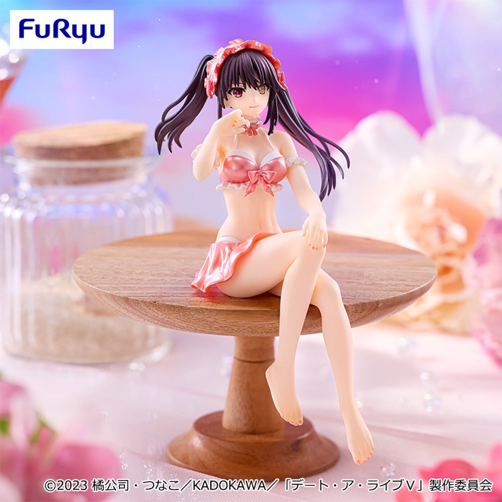 景品 FURYU 約會大作戰V 泡麵蓋公仔 時崎狂三 泳裝 粉彩紅Ver.-細節圖4
