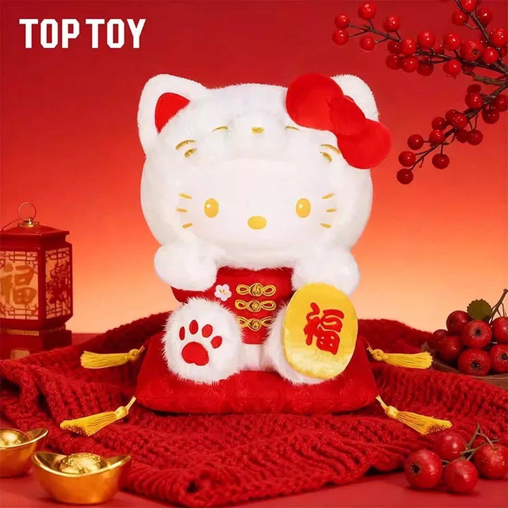 景品 TOP TOY Hello kitty 招財貓系系 絨毛娃娃-細節圖3