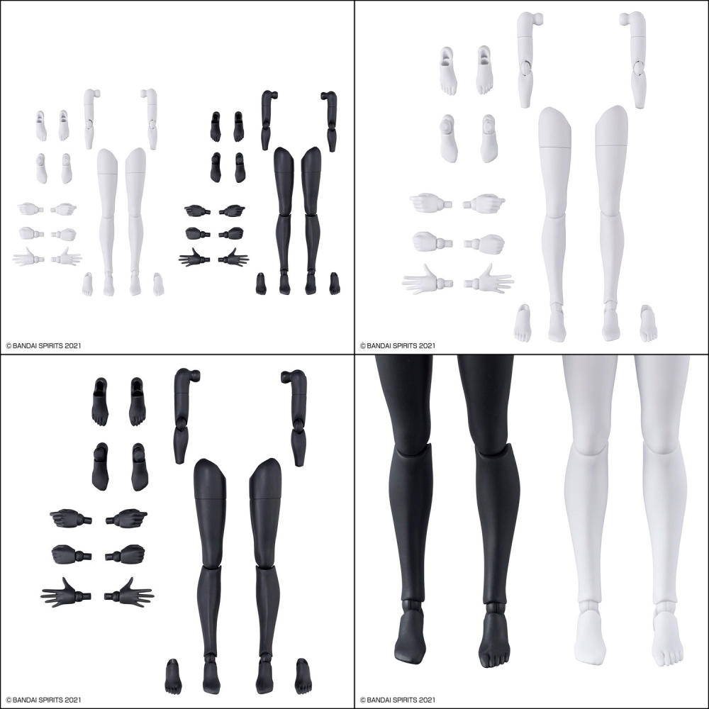 組裝模型 BANDAI 30MS 組裝少女輕作戰 身體配件套組 手＆腳 [白色/黑色]-細節圖2