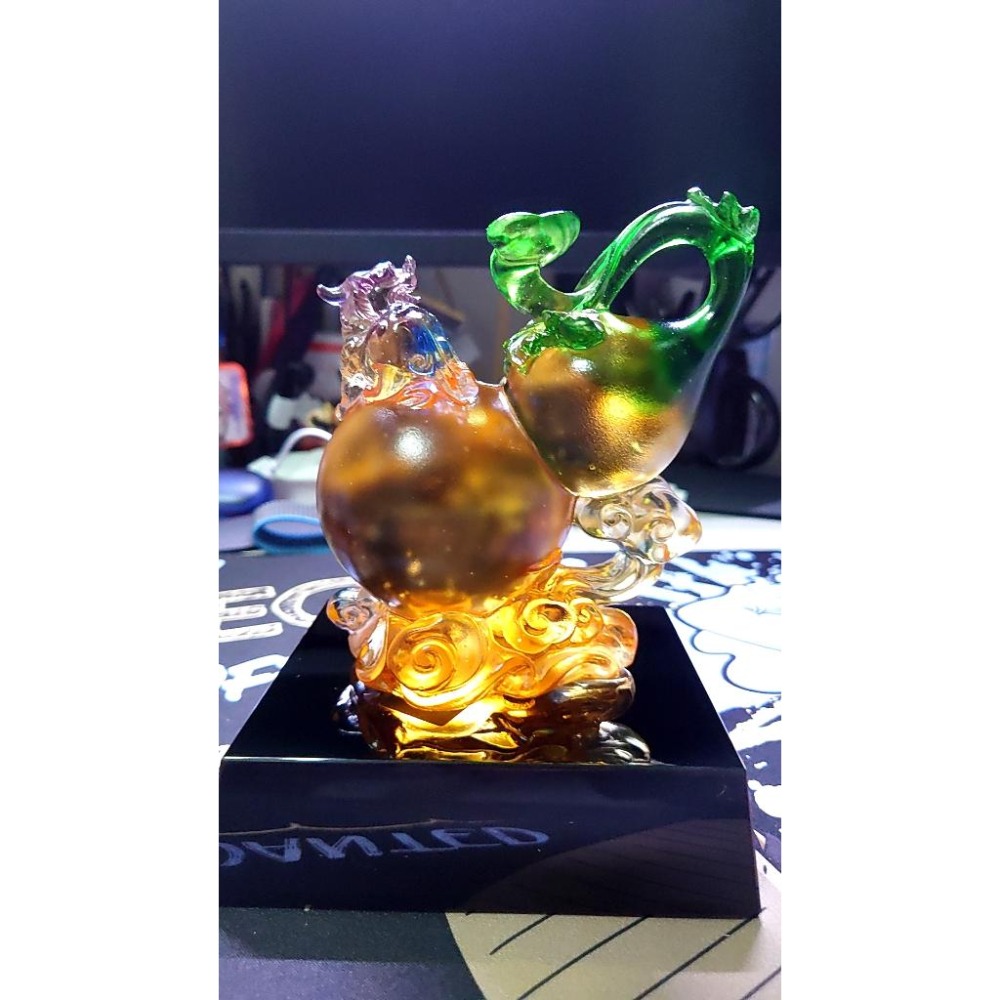 (下單前請先聊聊) 琉璃-福祿如意 琉璃 福祿如意 葫蘆 琉璃家居擺件 招財擺飾 擺件 福祿如意擺件-細節圖6