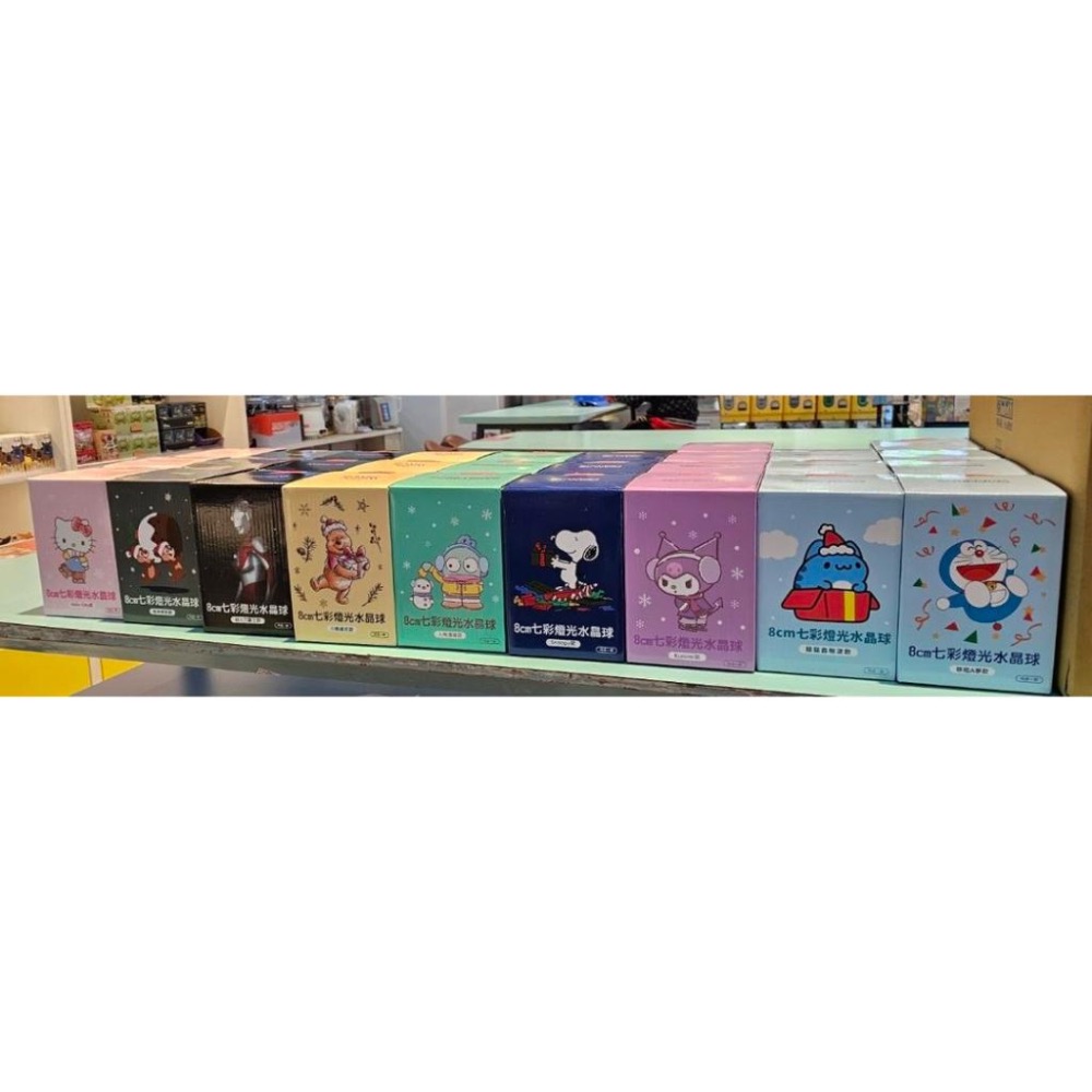 7-11 2025聖誕水晶球 8cm七彩夜燈水晶球 咖波 史努比 酷洛米 人魚漢頓  kitt  奇奇蒂蒂 哆啦A夢-細節圖2