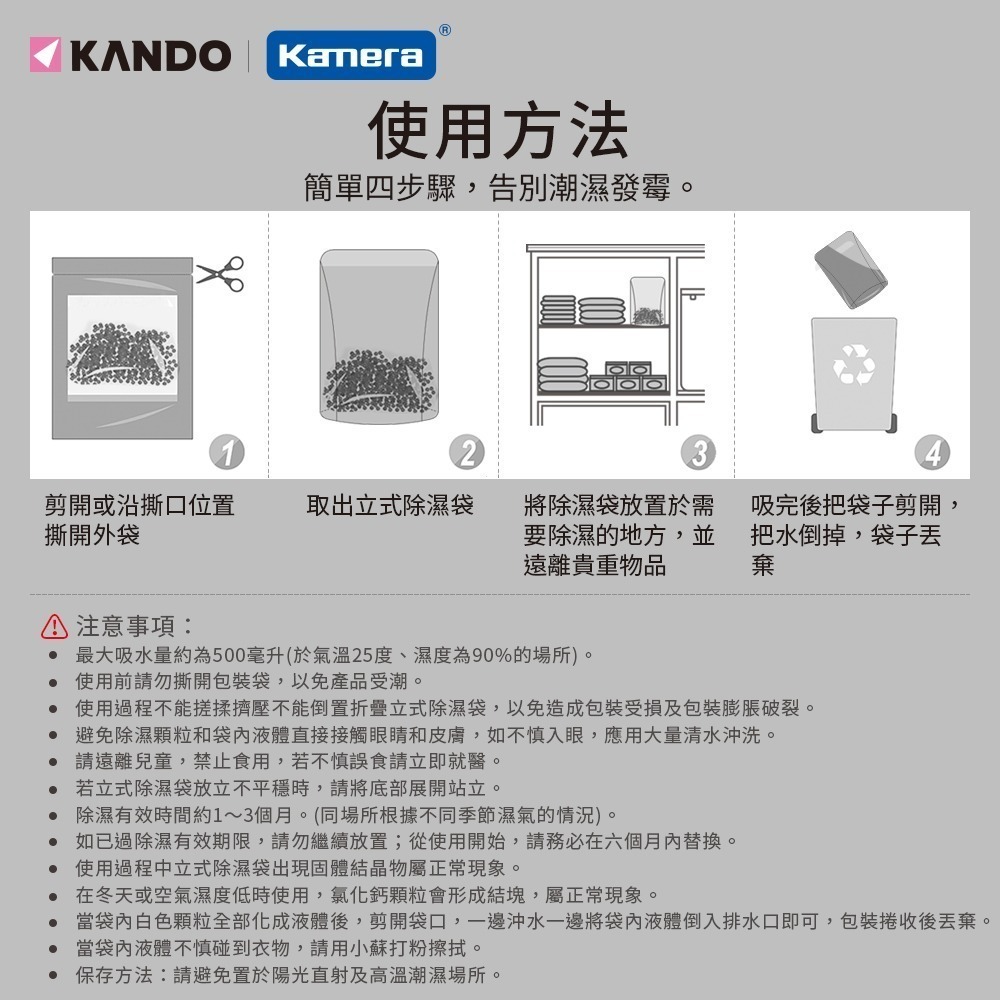 Kando 2.5倍除濕力 立式除濕袋 200g 除濕袋 除濕包 除濕劑-細節圖6