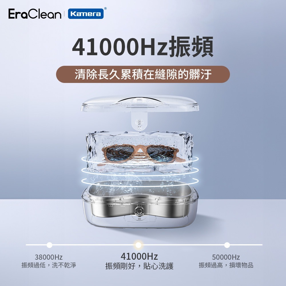 EraClean 超聲波清洗機 41000Hz振頻 附清洗架 清洗液 拭淨布 GL01 -細節圖2