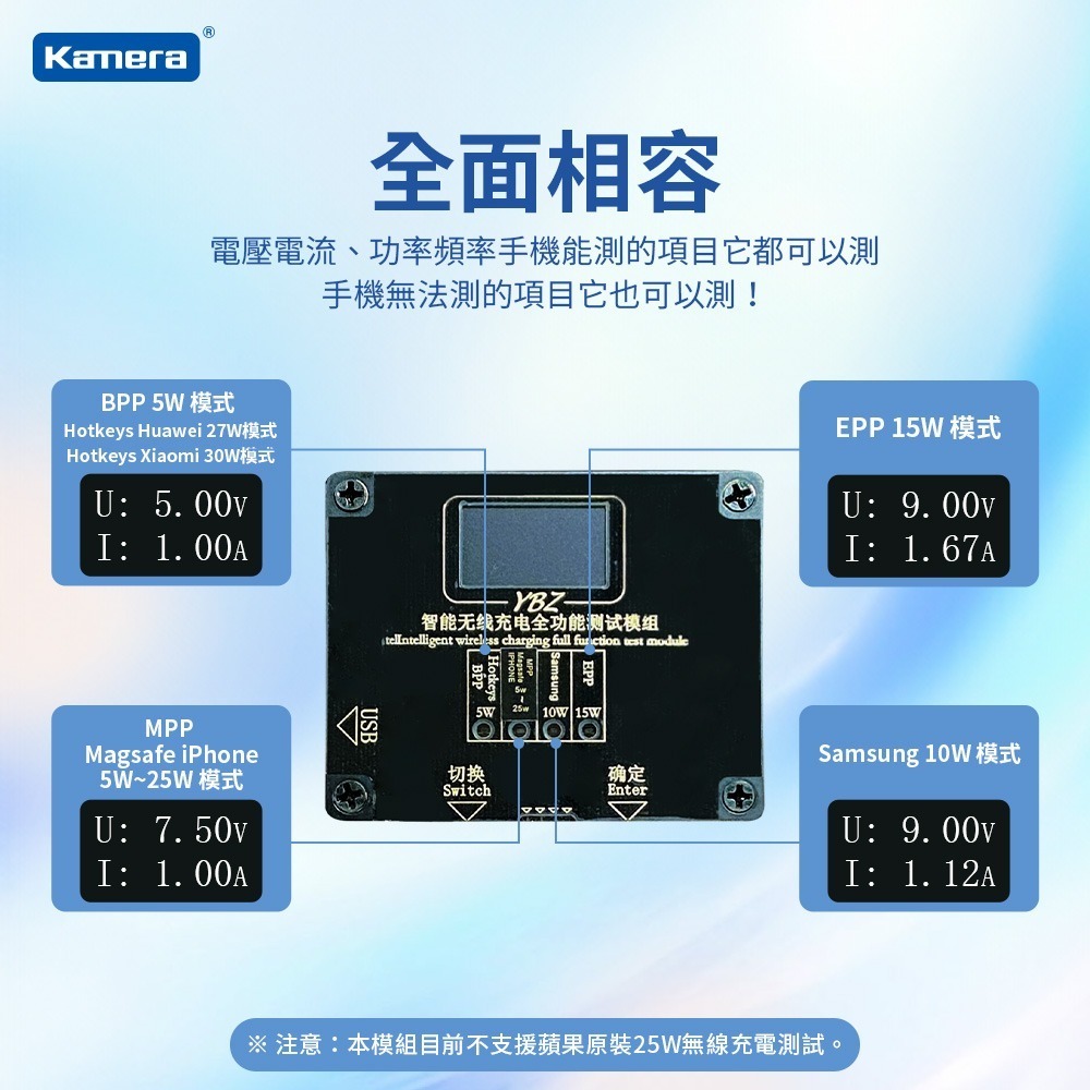 YBZ Qi2.2 MPP 25W 無線充測試模組 全功能測試模組 充電頭網 15W 無線充測試儀 Qi多協議無線充電器-細節圖4