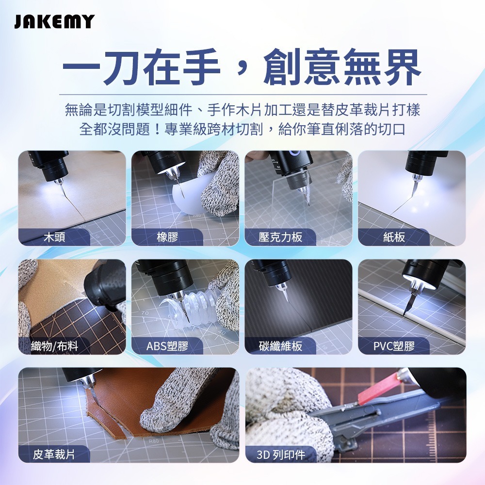 JAKEMY 傑科美 超音波切割刀 JM-Y10 Pro (全配版) 切割 研磨 拋光 附5種刀片-細節圖8