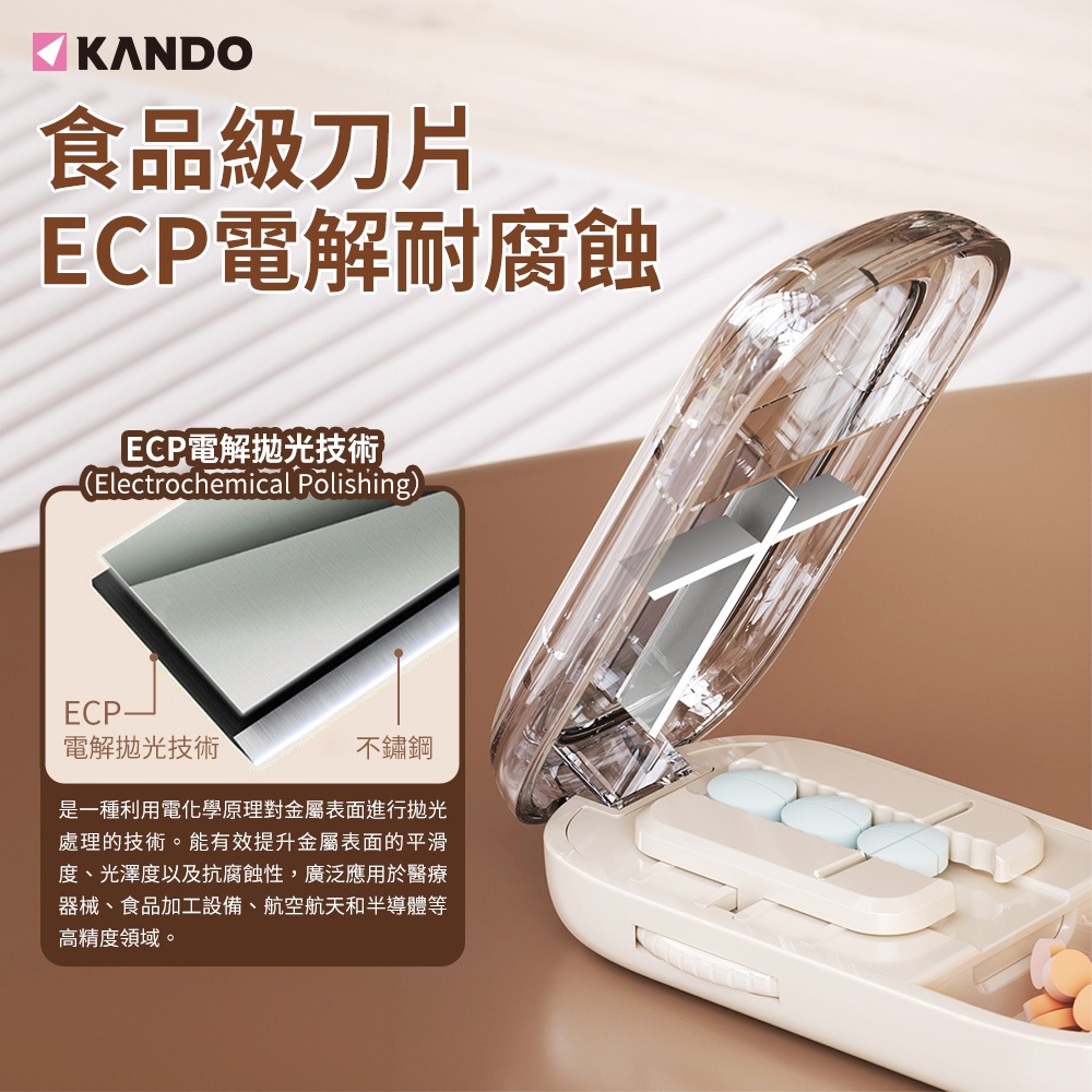 Kando 日式 1/2 1/4 切藥片器 切藥器 藥盒 e.chu-1214 藥盒分裝盒 磨藥器 藥片分割器-細節圖7