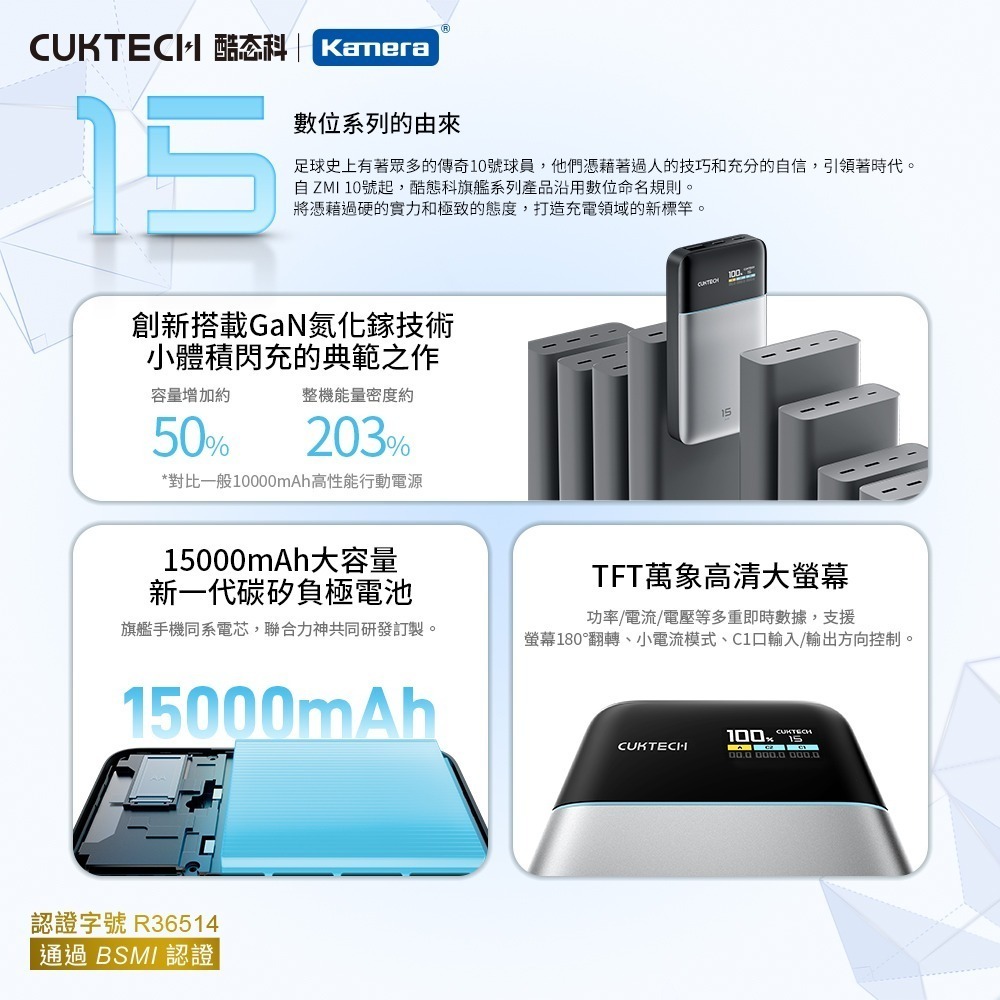 CUKTECH 酷態科 PB150S 15號 AIR 超級電能卡 行動電源 15000mAh 100W-細節圖3