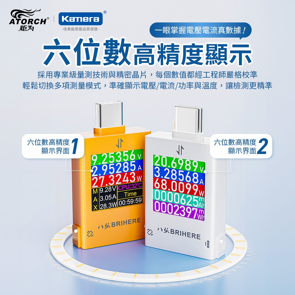 【ATORCH 炬為】B10 600W 電壓電流測試儀 雙向檢測 支援多種快充協議 四向旋轉彩屏 Type-C測電神器-細節圖2