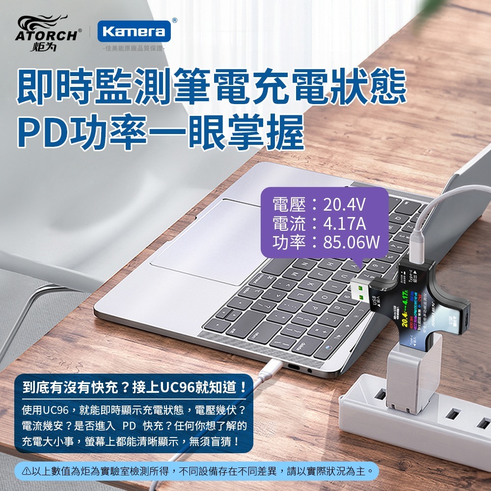 ATORCH 炬為 電壓電流功率 測試儀 PD快充 十字型 充電監測 充電器檢測儀 支援多種協議 彩色螢幕 (UC96)-細節圖8