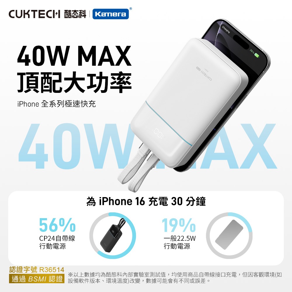 CUKTECH 酷態科 LPB200NL CP24 自帶雙線行動電源 20000mAh 40W-細節圖9