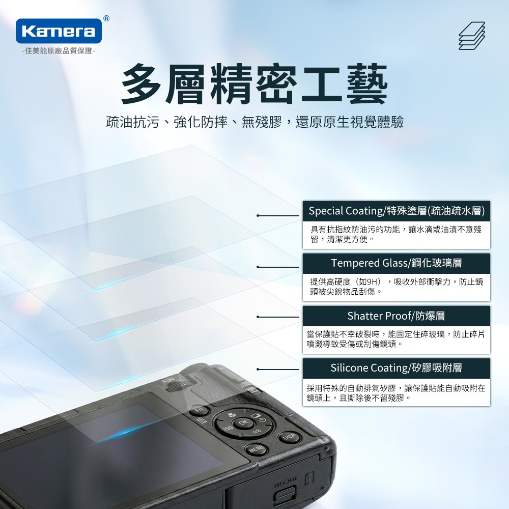Kamera 9H 鋼化玻璃保護貼 2.5D 弧邊 Ricoh GR IV 專用 螢幕保護貼 疏水疏油 高清透明-細節圖3