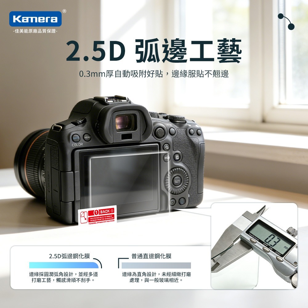 Kamera 9H 鋼化玻璃保護貼 2.5D 弧邊 Canon EOS R6 III R6 R7 C50 適用 螢幕保護-細節圖4