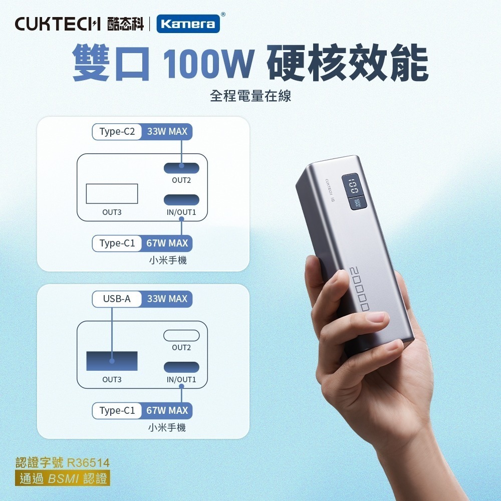 【CCC+BSMI認證】CUKTECH 酷態科 15號SE 100W 行動電源 可充筆電 20000mAh PB200-細節圖4