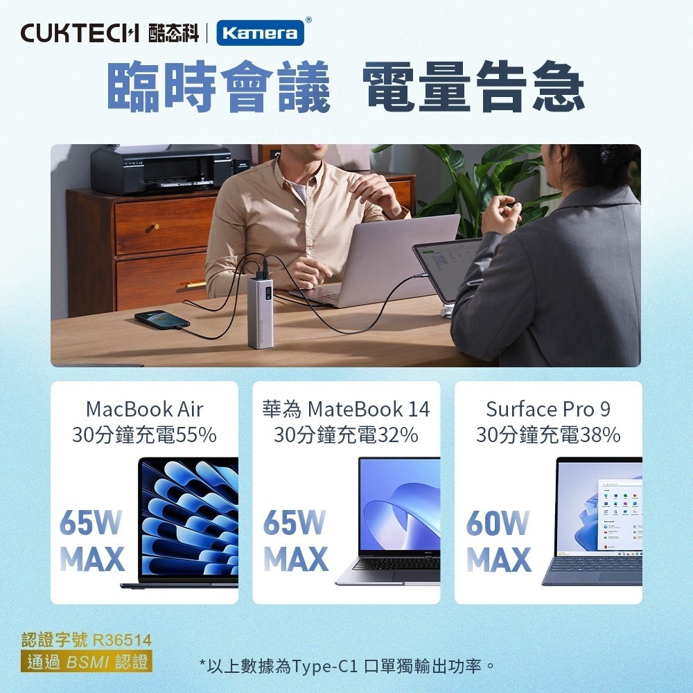 【CCC+BSMI認證】CUKTECH 酷態科 15號SE 100W 行動電源 可充筆電 20000mAh PB200-細節圖5