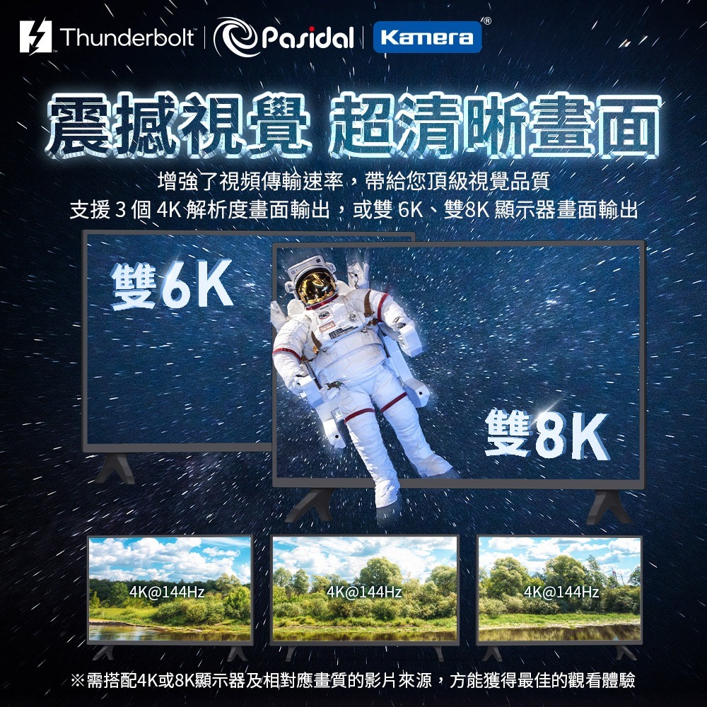 Pasidal Thunderbolt 5 傳輸線 240W 快充 80Gbps 雙向 120Gbps 單向 支援雙8K-細節圖4
