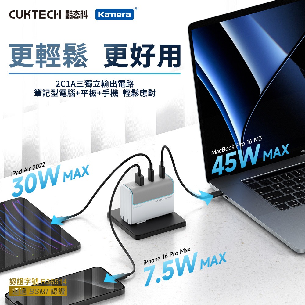 CUKTECH 酷態科 100W GaN 10號氮化鎵 PD快充 充電器 2C1A 附充電線 (AD1003US)-細節圖10