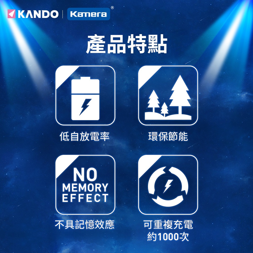 Kando 4號 低自放 充電電池 (1000mAh) AAA 重複使用 環保 KA-4LSD-細節圖2