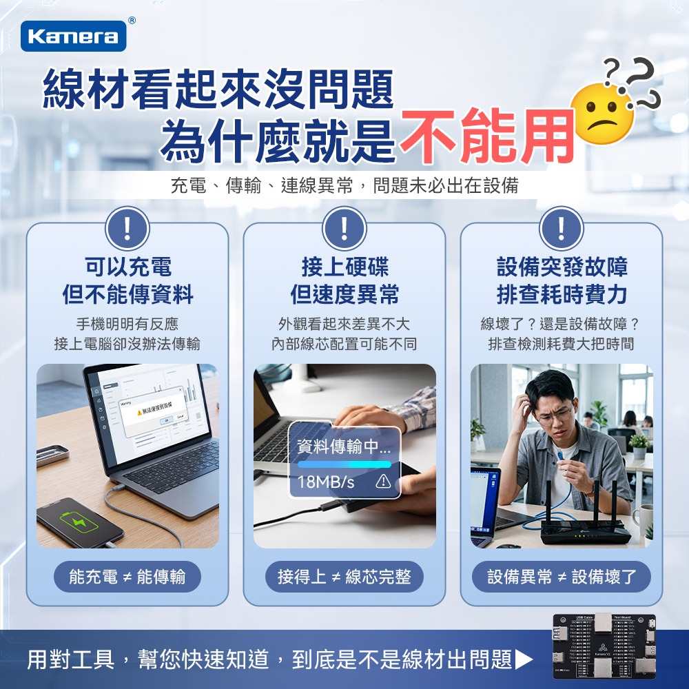 Kamera USB線材通斷速度多功能測試儀 V2 支援Type-C/A/B/Lightning/RJ45網路線 LED-細節圖2