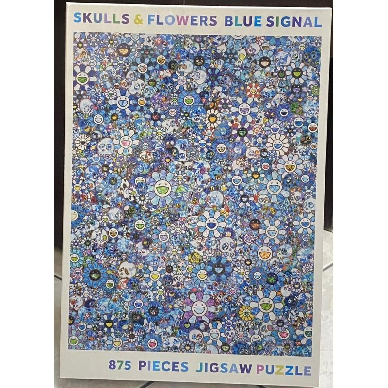<專屬拼圖屋> （現貨）絕版 日本 村上隆 小花 太陽花 骷髏 藍色 875片 拼圖 SKULLS & FLOWERS-細節圖3