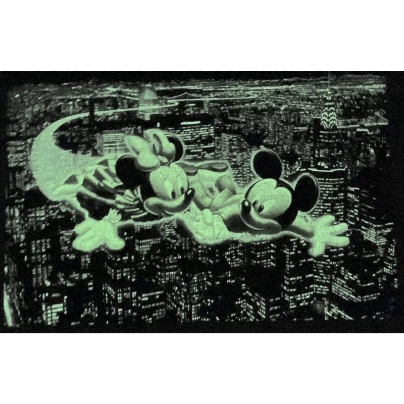 <專屬拼圖房屋>（無盒）絕版 日本 米奇 米妮 夜光 飛行 夜空飛行 1000片 拼圖 D-1000-139-細節圖3