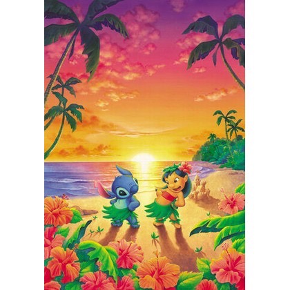 <專屬拼圖屋> 日本 絕版 Tenyo 迪士尼 史迪奇 搖擺夏威夷 草裙舞 1000片 拼圖 D-1000-250-細節圖2