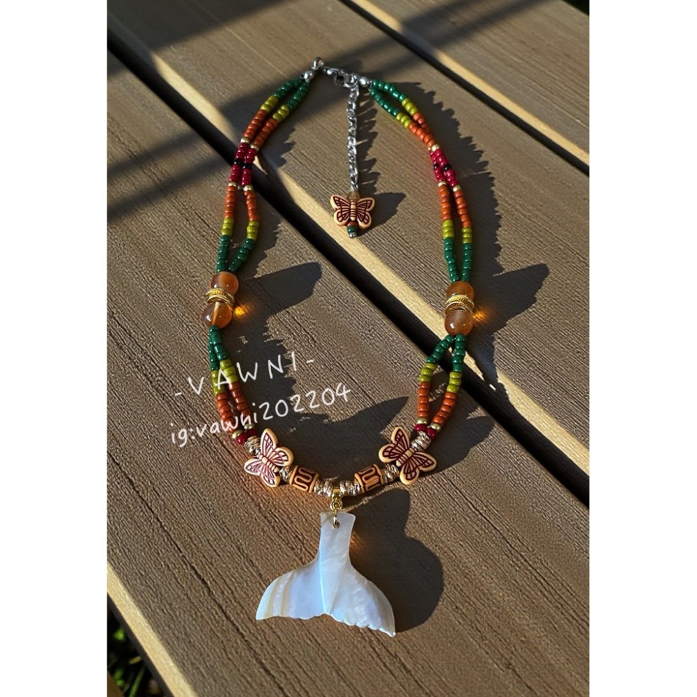 [  V A W N I • 梵馜 ］原民風彩蝶之尾・貝角項鍊NO.1141111-規格圖2