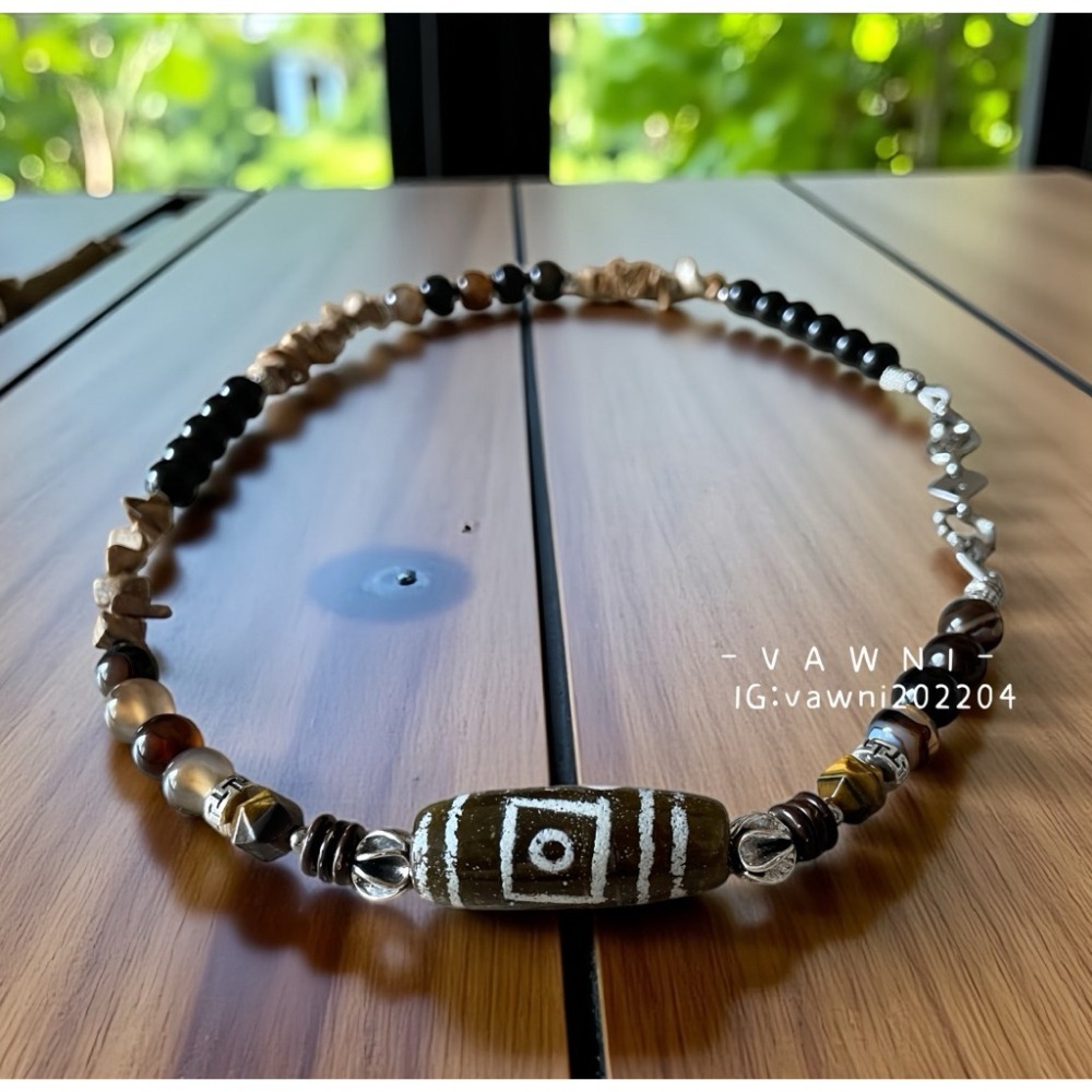 [  V A W N I • 梵馜 ］護佑之眼 男士項鍊 鎖骨鍊 尼泊爾琉璃 天然礦石 NO.1140918-細節圖2