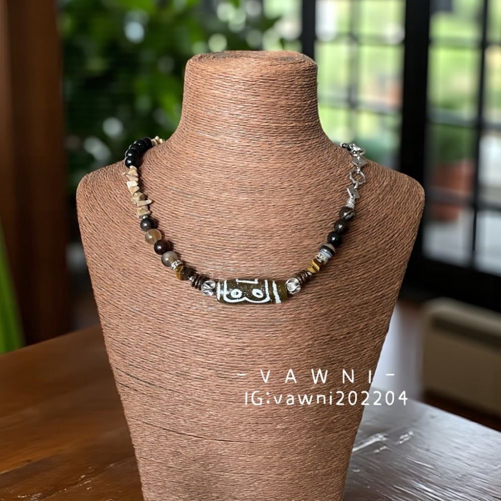 [  V A W N I • 梵馜 ］護佑之眼 男士項鍊 鎖骨鍊 尼泊爾琉璃 天然礦石 NO.1140918-細節圖3