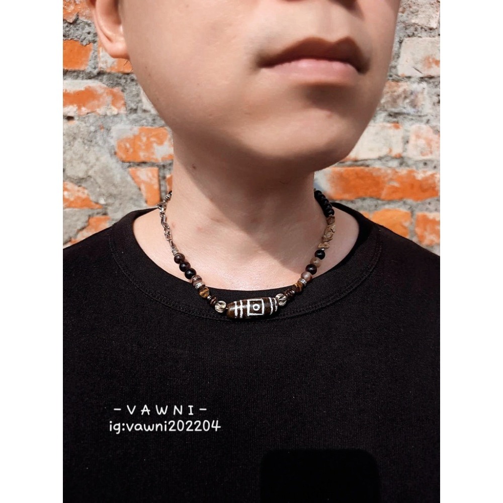[  V A W N I • 梵馜 ］護佑之眼 男士項鍊 鎖骨鍊 尼泊爾琉璃 天然礦石 NO.1140918-細節圖4