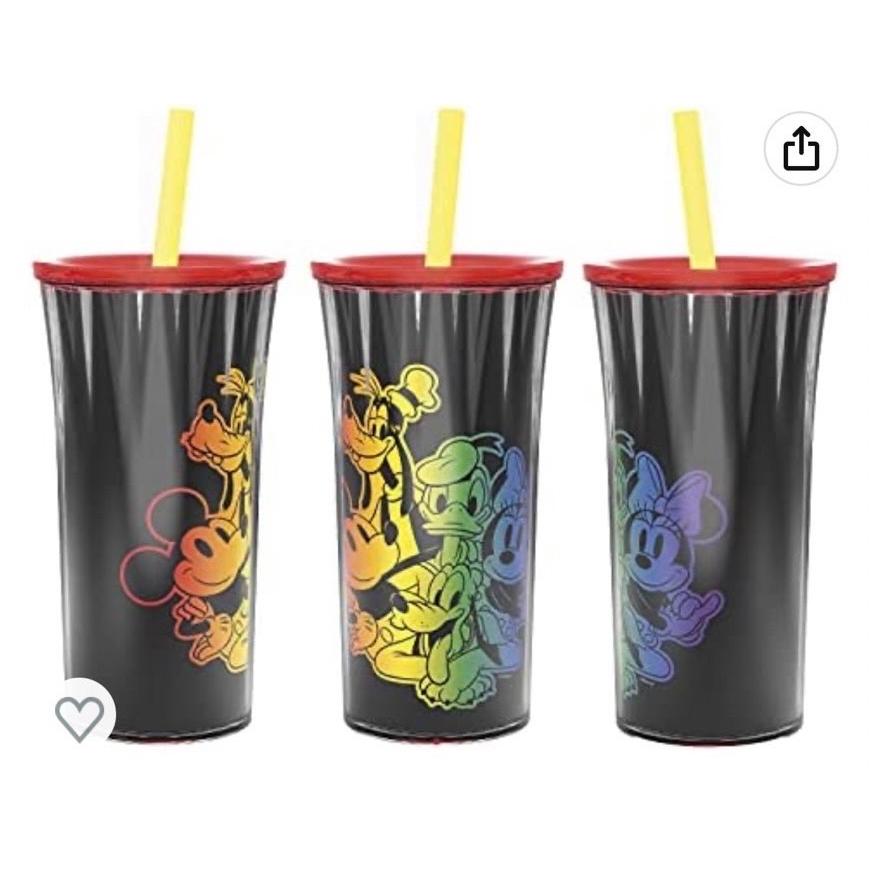 【美國直購 正品現貨】Disney彩虹系列 雙層隔熱塑料冷飲杯 隨行杯 環保杯 吸管水杯-細節圖4