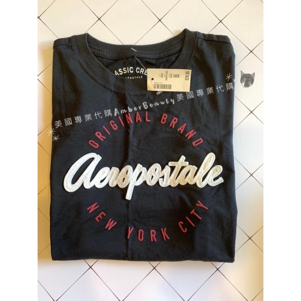 【美國直購 正品現貨】MISHIANA  AEROPOSTALE 女生 棉質 圓領 短袖 T恤 logo 拼布-細節圖3