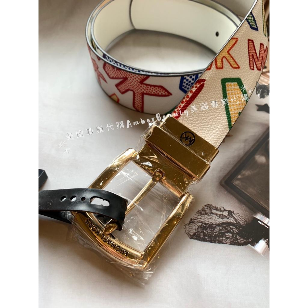 【美國直購正品】Michael Kors 滿版 可翻轉雙面皮帶 MK 美國代購 送禮 情人節 送女友-細節圖2
