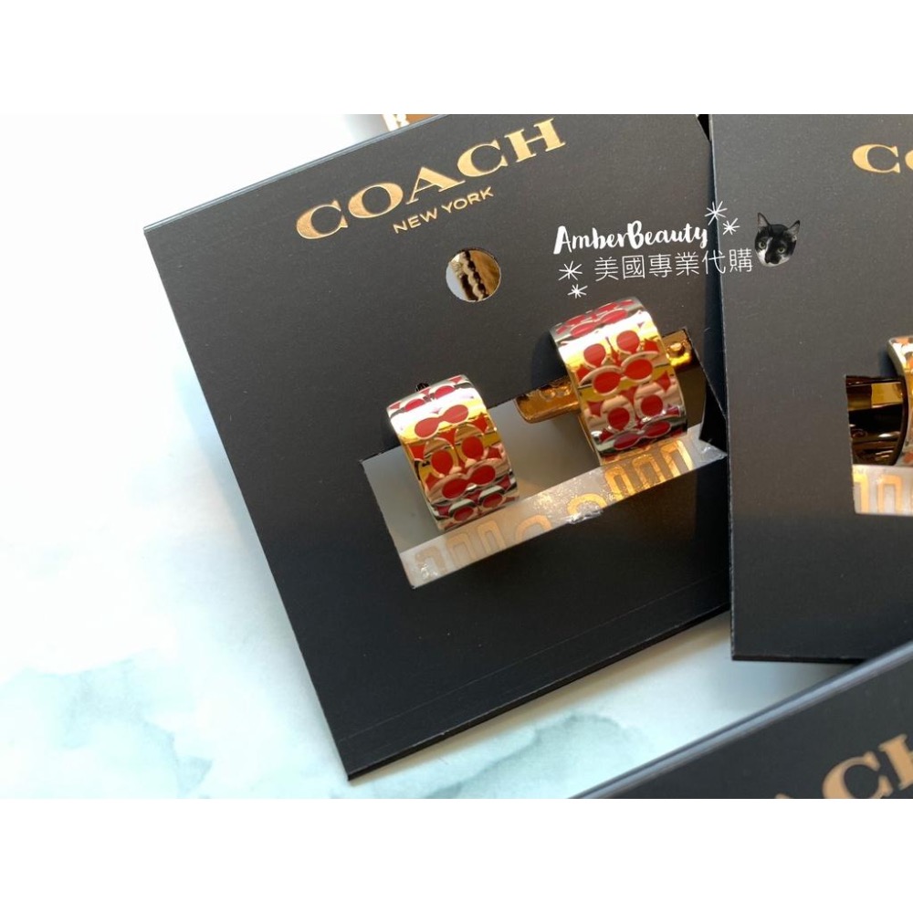 【美國正品現貨】COACH 8色 C logo耳環 穿針式 琺瑯耳環 C7770 送禮 情人節 送女友 聖誕節 母親節-細節圖5