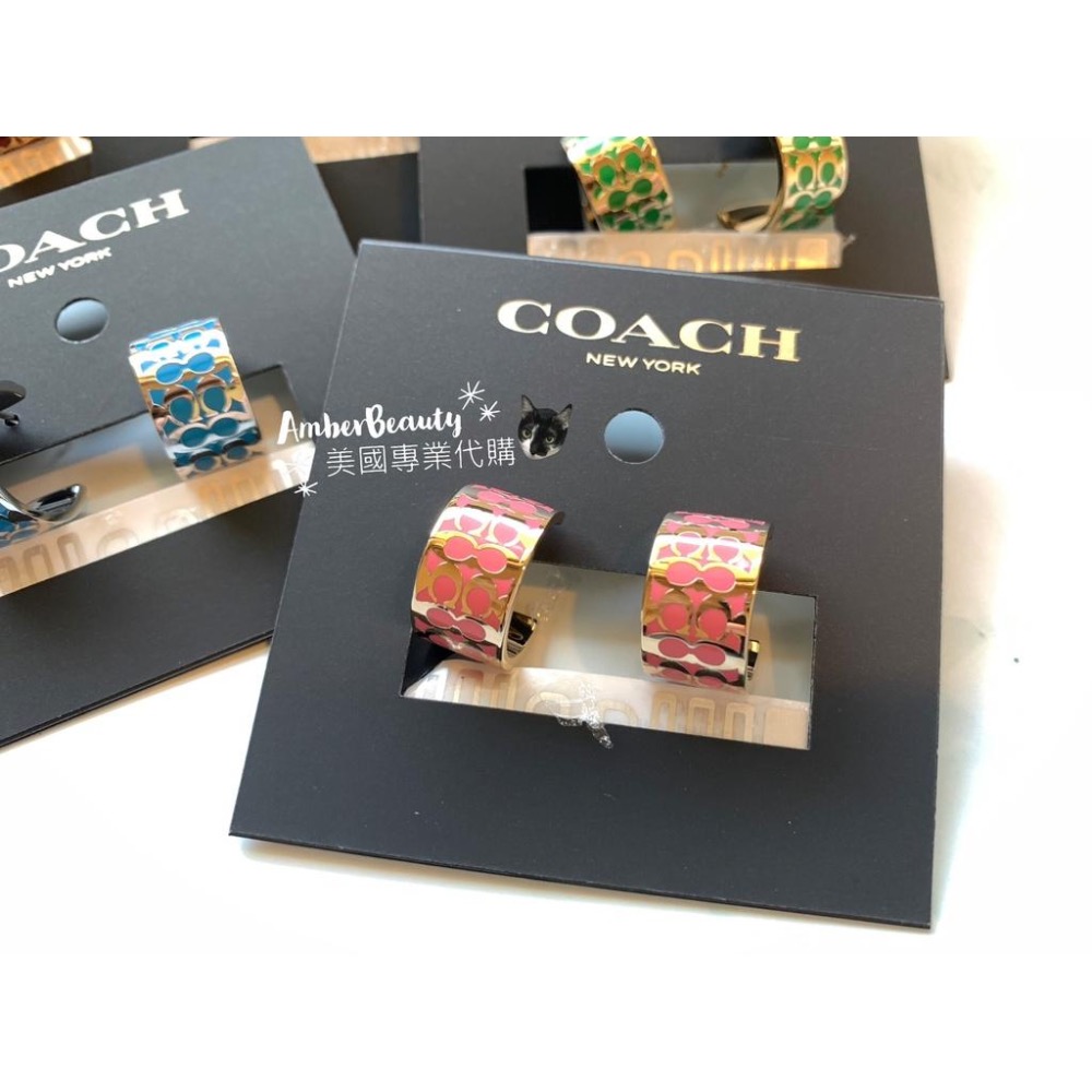 【美國正品現貨】COACH 8色 C logo耳環 穿針式 琺瑯耳環 C7770 送禮 情人節 送女友 聖誕節 母親節-細節圖6