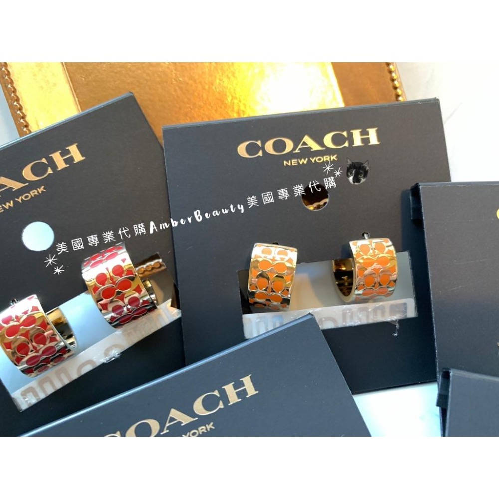 【美國正品現貨】COACH 8色 C logo耳環 穿針式 琺瑯耳環 C7770 送禮 情人節 送女友 聖誕節 母親節-細節圖7