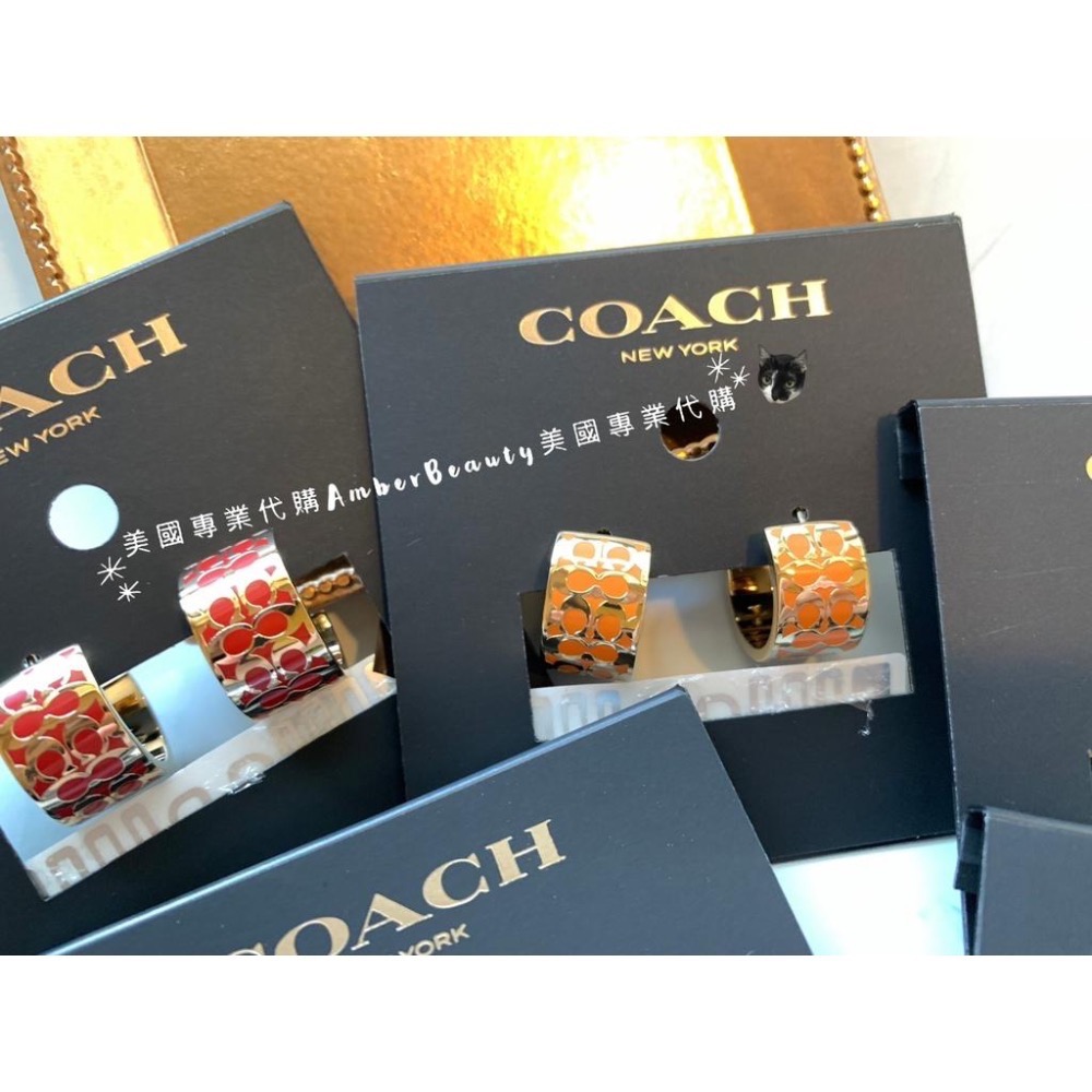 【美國正品現貨】COACH 8色 C logo耳環 穿針式 琺瑯耳環 C7770 送禮 情人節 送女友 聖誕節 母親節-細節圖7