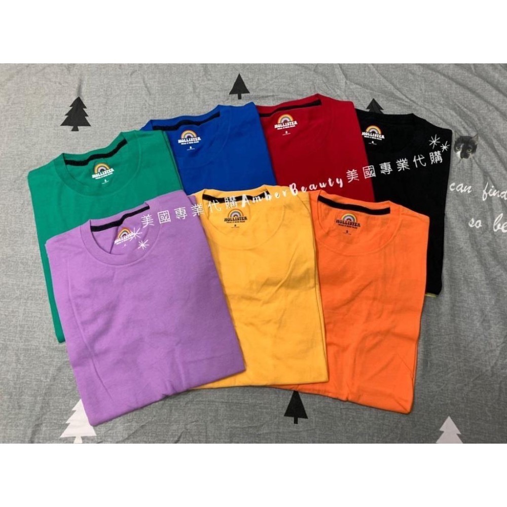 【美國直購正品 現貨】Hollister 經典 刺繡 彩虹logo圓領T 七色 單件 男女款 pride 大尺寸 父親節-細節圖3