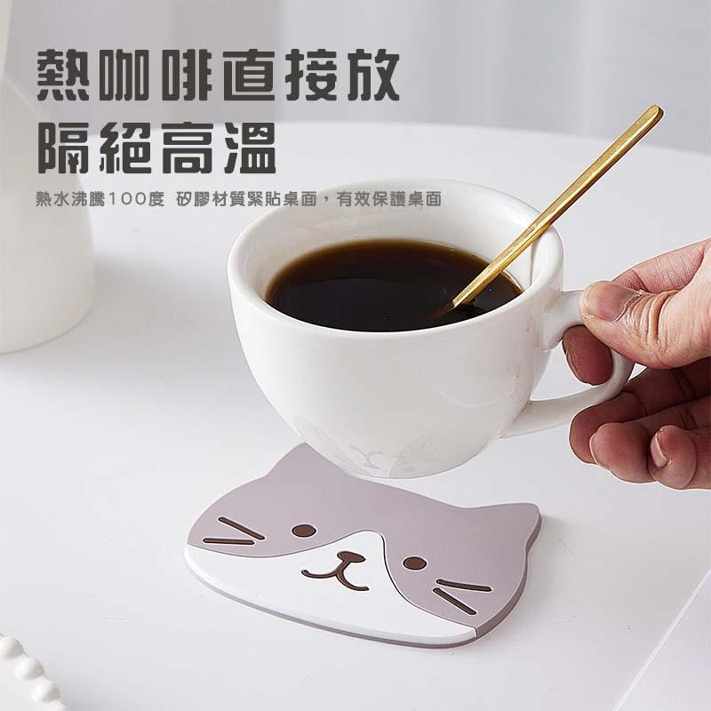 貓咪造型 矽膠杯墊 矽膠墊 茶杯墊 隔熱墊 杯墊 防滑墊 防滑杯墊 防水 療癒小物 P-細節圖3