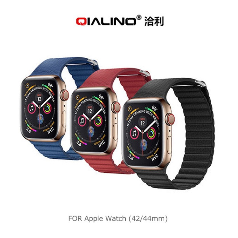 「台灣出貨」QIALINO Apple Watch (38/40mm)、(42/44mm) 真皮製回環形錶帶 4代共用-細節圖2