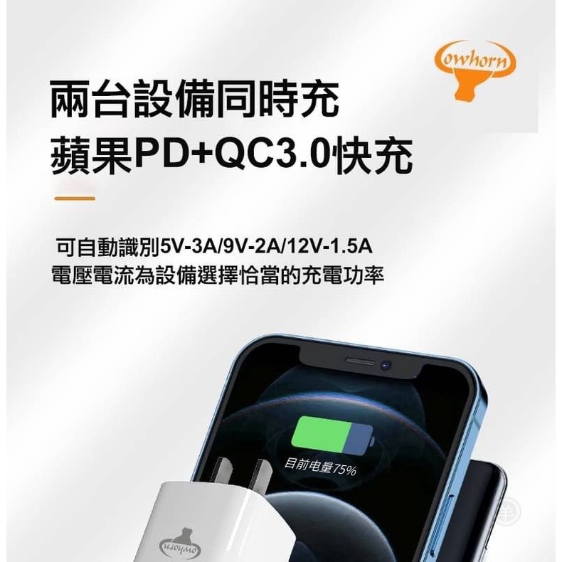 Cowhorn 高宏 33W氮化鎵 PD+QC 3.0快充 雙孔旅充頭 充電器 充電頭 p-細節圖5