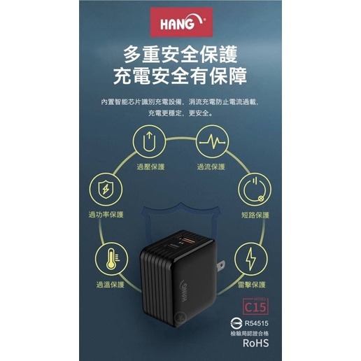 【HANG】C15 (22W) PD+QC 雙輸出 全兼容快充閃充 折疊插頭 充電器 旅充頭 P-細節圖8